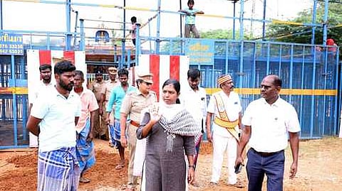 தச்சன்குறிச்சி ஜல்லிக்கட்டு திடலில் ஆட்சியா் ஆய்வு