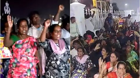 ரிப்பன் மாளிகை முன்பு நடந்த போராட்டத்தில்...