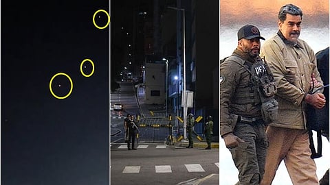 வெனிசுவேலா அதிபர் மாளிகை அருகே பறந்து வந்த ட்ரோன்கள் - கைது செய்யப்பட்ட அதிபர் மதுரோ.