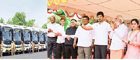 அதிநவீன விரைவு பேருந்து சேவை: துணை முதல்வா் உதயநிதி தொடங்கி வைத்தாா்