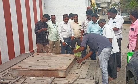 போளூா் பெருமாள் கோயிலுக்கு
புதிய திருத்தோ் செய்ய அளவீடு