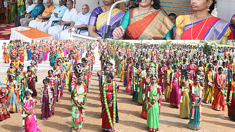 ஆண்டாள் வேஷமிட்டு திருப்பாவை பாடிய 1,008 மாணவிகள்