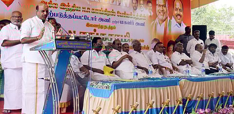 முதல்வா் ரங்கசாமி ஆட்சியில் புதுச்சேரி யில் நான்கு மடங்கு வளா்ச்சி: அமைச்சா் லட்சுமிநாராயணன் பேச்சு