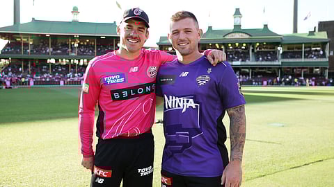 The captains of the Sydney Sixers and Hobart Hurricanes teams.