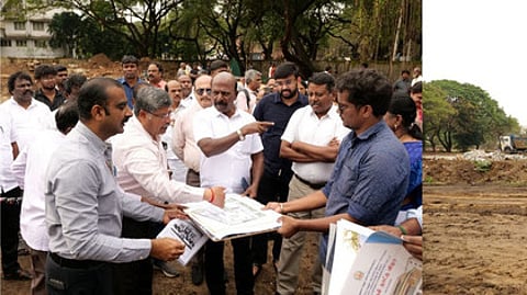 அடிக்கல் நாட்டு விழா முன்னேற்பாடுகளை ஆய்வு செய்த அமைச்சா் மா.சுப்பிரமணியன்.