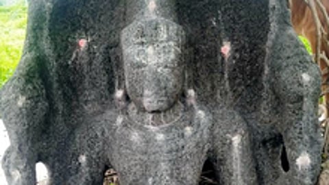 வரலாற்று ஆய்வாளா்களால் கண்டுபிடிக்கப்பட்ட சோழா் கால விஷ்ணு சிற்பம்.