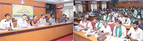 மாவட்ட ஆட்சியா் பவன்குமாா் க.கிரியப்பனவா் தலைமையில் நடைபெற்ற குறைகேட்புக் கூட்டத்தில் பங்கேற்ற விவசாயிகள்.