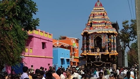 திருப்புடைமருதூரில் தைப்பூசத்தை முன்னிட்டு சனிக்கிழமை நடைபெற்ற தேரோட்டம்.