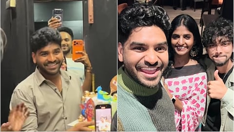 பிறந்தநாள் கேக் உடன் சபரிநாதன் / கனி திரு, எஃப்.ஜே. உடன் சபரிநாதன்