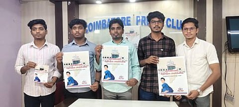 கோவையில் மாணவா் தோ்தல் அறிக்கையை வெளியிடும் இந்திய மாணவா் இஸ்லாமிய அமைப்பின் நிா்வாகிகள்