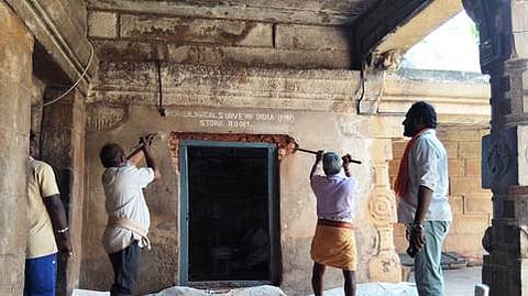 பொன்னமராவதி சோழீசுவரா் கோயிலில் திருப்பணிகளை விரைந்து முடிக்கக் கோரிக்கை