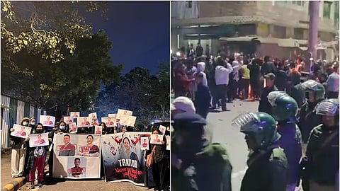 வன்முறையில் ஈடுபட்ட போராட்டக்காரர்கள்.