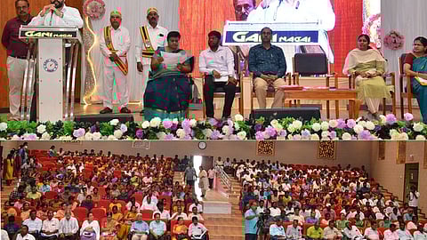 கருத்தரங்கில் பேசிய மாவட்ட ஆட்சியா் ப. ஆகாஷ்.