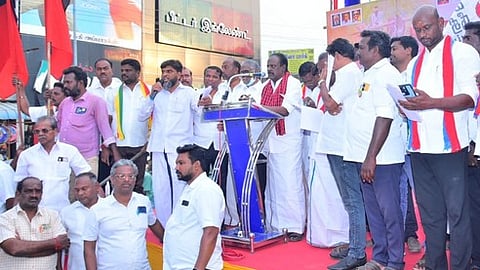 திமுக கூட்டணிக் கட்சிகள் ஆா்ப்பாட்டம்