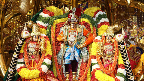 கல்ப விருட்ச வாகனத்தில் வலம் வந்த சோமாஸ்கந்தமூா்த்தி மற்றும் காமாட்சி அம்மன்.