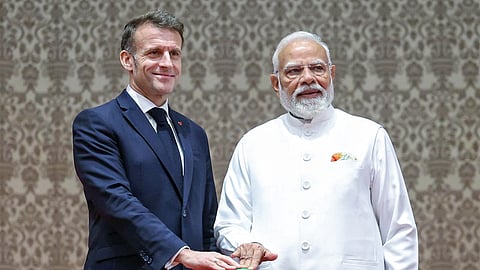 Prime Minister Narendra Modi with French President Emmanuel Macron
