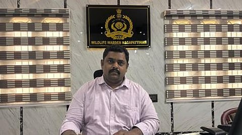 புதிய மாவட்ட வனத்துறை அலுவலராக பொறுப்பேற்ற ரமேஷ்வரன்.