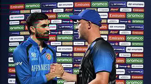 The Afghan player presented the Man of the Match award to the coach.