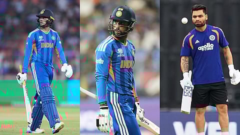 Indian players Abhishek Sharma, Tilak Varma and Rinku Singh.