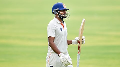 Hubballi: Jammu and Kashmir's captain Paras Dogra walks off the field after his dismissal during the second day of the Ranji Trophy 2025-26 final cricket match between Karnataka and Jammu and Kashmir at the KSCA Cricket Stadium, in Hubballi, Karnataka, Wednesday, Feb. 25, 2026. (PTI Photo/Shailendra Bhojak)(PTI02_25_2026_000120B)