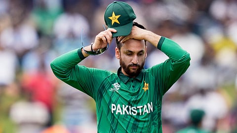 Pakistan's captain Salman Ali Agha reacts in the field during the T20 World Cup cricket match between Netherlands and Pakistan in Colombo, Sri Lanka, Saturday,