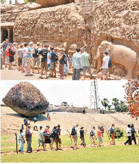 கோடைக் கொண்டாட்டம்: மாமல்லபுரத்தில் குவியும் சுற்றுலாப் பயணிகள்