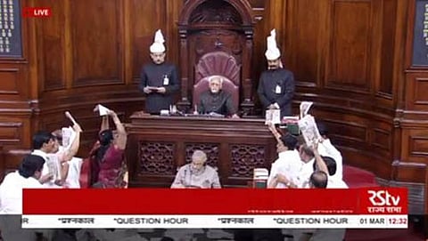 கார்த்தி சிதம்பரம் விவகாரம்: அதிமுக போராட்டத்தால் முடங்கியது மாநிலங்களவை