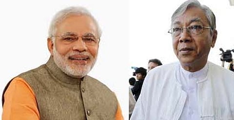 மியான்மரின் புதிய அதிபர் ஹிடின் கியாவுக்கு மோடி வாழ்த்து