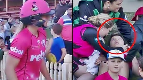 காயமடைந்த சிறுவனை களம்விட்டு ஓடிச்சென்று நலம் விசாரித்த ஆஸி. கிரிக்கெட் வீராங்கனை