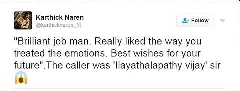 துருவங்கள் 16 பட இயக்குனரை தொலைபேசியில் பாராட்டிய நடிகர் விஜய்