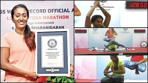 175 மணிநேரம் மாரத்தான் யோகா: சென்னைப் பெண் கின்னஸ் சாதனை!
