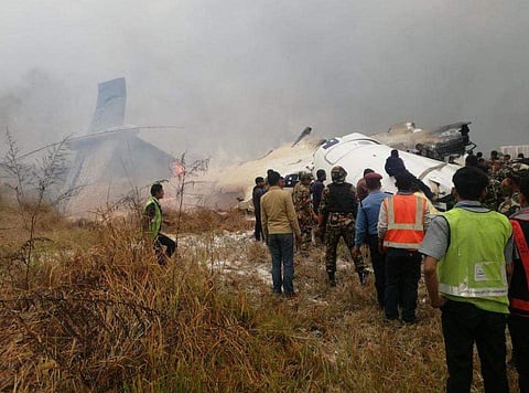 நேபாளத்தில் வங்கதேச பயணிகள் விமானம் கால்பந்து மைதானத்தில் விழுந்து பெரும் விபத்து!