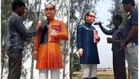 காவியிலிருந்து மீண்டும் நீலத்திற்குச் சென்ற அம்பேத்கர் சிலை: உஷார் உத்தரப்பிரதேசம்!
