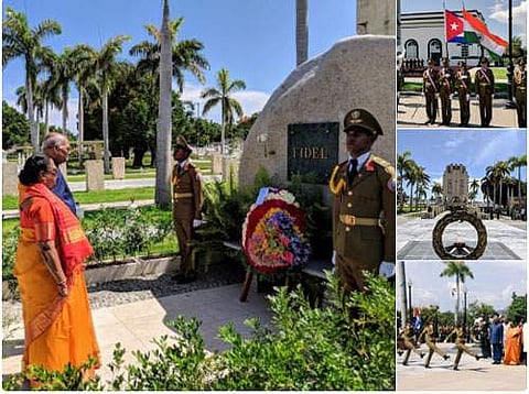 பிடல் காஸ்ட்ரோ நினைவிடத்தில் குடியரசுத் தலைவர் ராம்நாத் கோவிந்த் மரியாதை