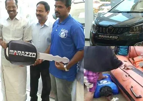 கேரள வெள்ளம்: மீட்புப் படகில் ஏற படிகட்டாக மாறிய மீனவருக்குக் கிடைத்த பரிசு