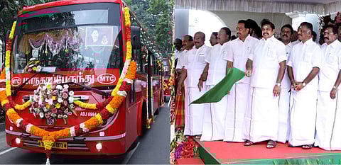 அரசுப் போக்குவரத்துக் கழகத்தைக் கலக்க வருகிறது புதிய ரெட் பஸ்: கொடியசைத்துத் துவக்கி வைத்த முதல்வர்