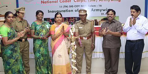 பாவை கலை அறிவியல் மகளிா் கல்லூரியில் தேசிய மாணவா் படை அமைப்பு தொடக்கம்