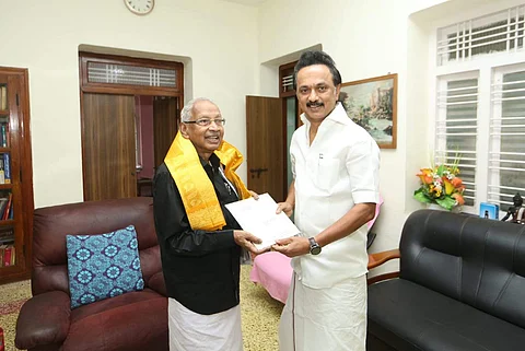 திராவிடர் கழகத் தலைவர் வீரமணி - திமுக தலைவர் ஸ்டாலின் சந்திப்பு