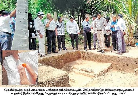 கீழடி அகழாய்வில் சூது பவளம், வெள்ளிக் காசு, செப்புப் பொருள் கண்டெடுப்பு