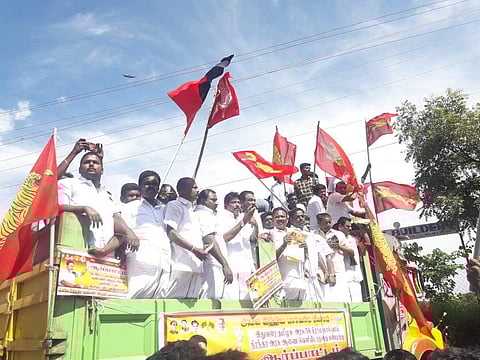 உசிலம்பட்டியில் கூட்டணி கட்சியினர் ஆர்ப்பாட்டம்