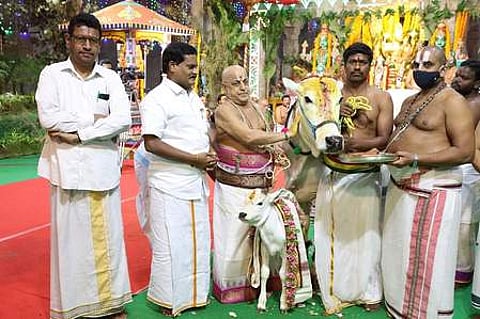 திருமலையில் நடந்த அச்யுதாா்ச்சனை மற்றும் கோபூஜை.