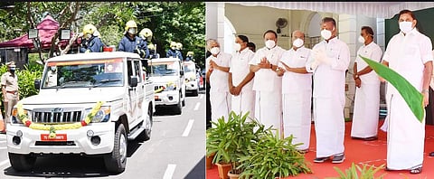 கிருமிநாசினி தெளிக்க துரித வாகனங்கள் சேவை