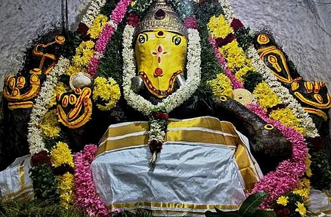 சங்ககிரி நகர், தெலங்கர் தெருவில் அமைந்துள்ள அருள்மிகு தில்லை விநாயகருக்கு சதுர்த்தியை முன்னிட்டு சனிக்கிழமை செய்யப்பட்டிருந்த சிறப்பு அலங்காரம்.