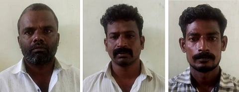 கஞ்சா விற்பனை செய்யப்பட்ட வழக்கில் கைது செய்யப்பட்ட கண்ணன், சுதாகரன், பிரதீப்.