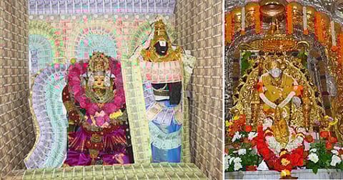 4.ஆா்.எஸ்.புரத்தில் உள்ள ஸ்ரீ காளியம்மன் கோயிலில் ரூபாய் நோட்டுகளால் அலங்காரிக்கப்பட்ட அம்மன்.5. சாய்பாபா காலனி நாகசாய் மந்தீா் சாய்பாபா கோயிலில் சிறப்பு அலங்காரத்தில் காட்சியளித்த சாய்பாபா. ~1.கோவை ப