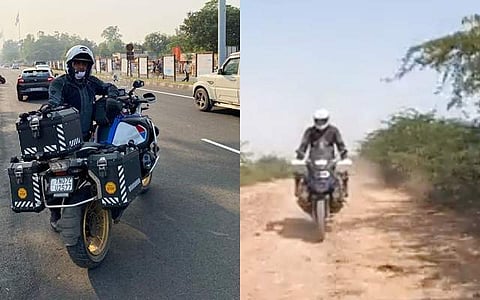 முள் செடிகள் நிறைந்த காட்டுப்பகுதியில் வேகமாக பயணிக்கும் அஜித்: வைரலாகும் விடியோ