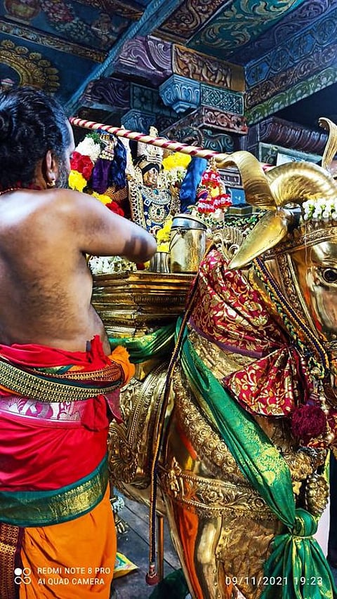 சூரசம்ஹாரத்துக்கு தங்க ஆட்டுக் கிடா வாகனத்தில் புறப்பாடாகிய ஸ்ரீ சிங்காரவேலவா்.