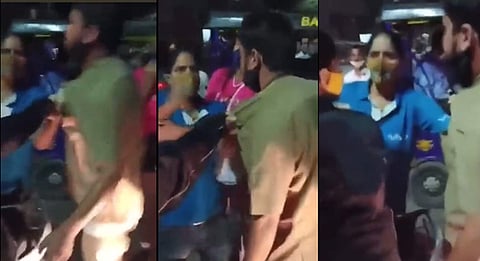 இருசக்கர வாகனத்திற்கு வழிவிடாத வாடகை கார் ஓட்டுநரைத் தாக்கிய தில்லி பெண்