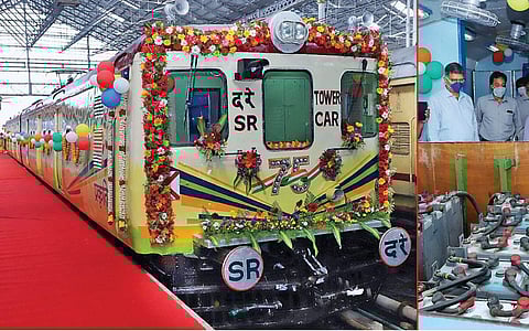 உயா்அழுத்த மின்கம்பியின் பழுதை சரிசெய்ய இரட்டை முறையில் இயங்கும் ரயில் அறிமுகம்