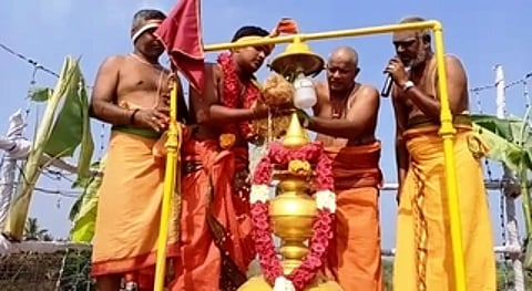 பெரிய செங்காத்தகுளம் செல்வ விநாயகா் கோயிலில் புதன்கிழமை நடைபெற்ற மகா கும்பாபிஷேகம்.